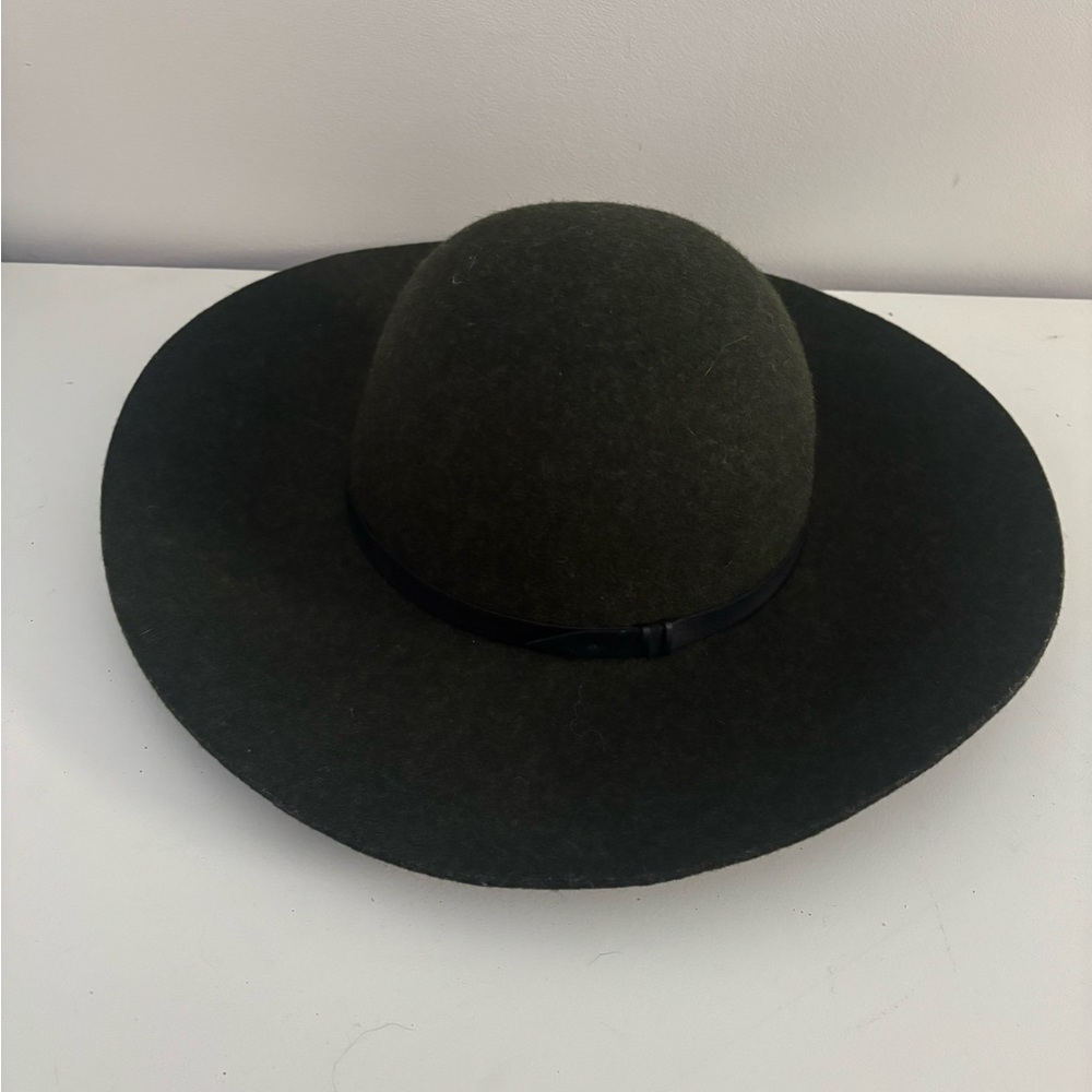Nordstrom Dark Olive Wide-Brim Hat